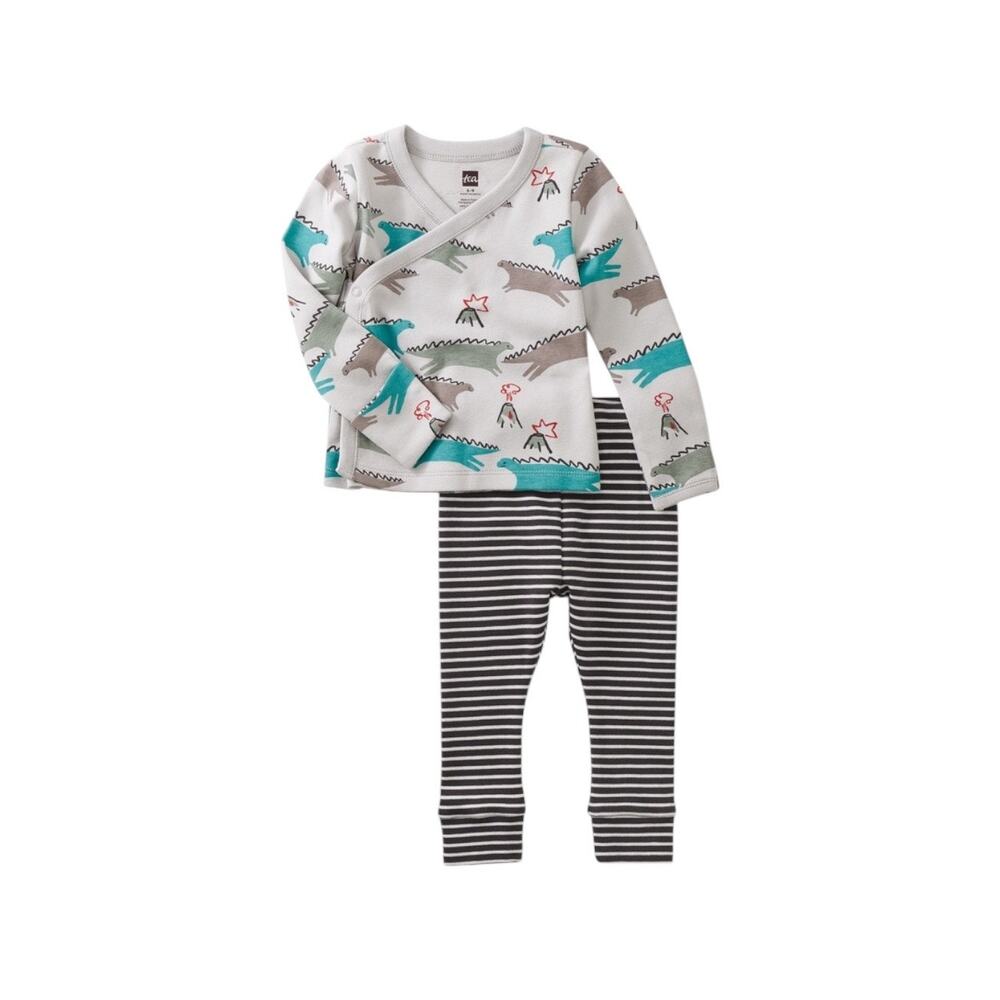 NEW Tea Collection Dancing Dinosaurs Baby Wrap Top Set 3-6 months